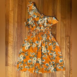 Orange one-shoulder sundress